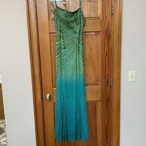 Beaded emerald green formal gown, size 8